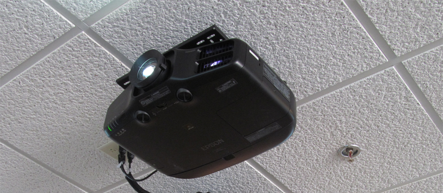 office projector installed on ceiling 